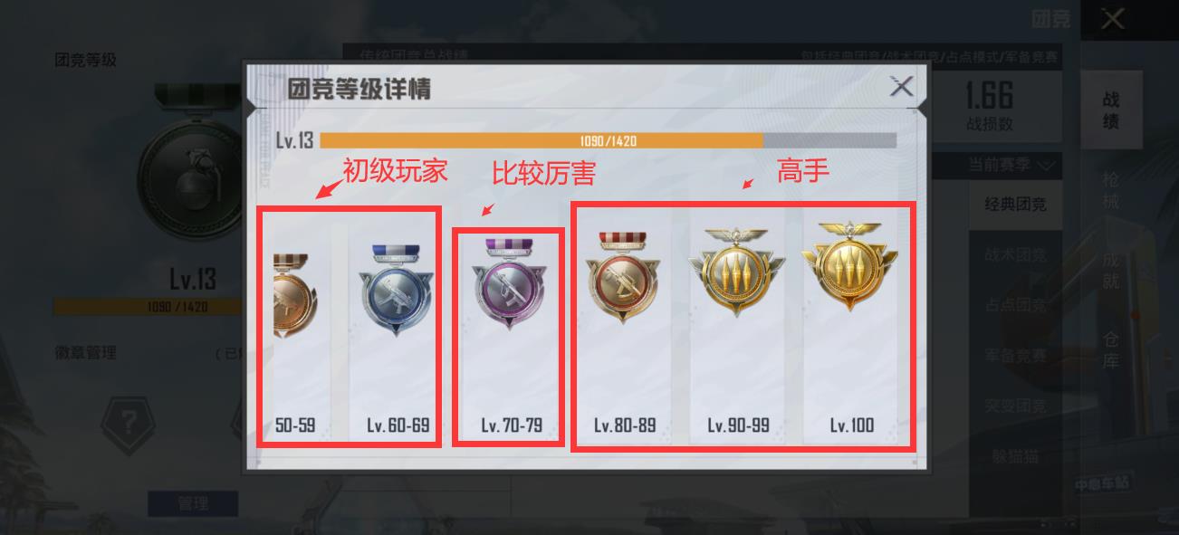 和平精英团竞多少级就是高手？