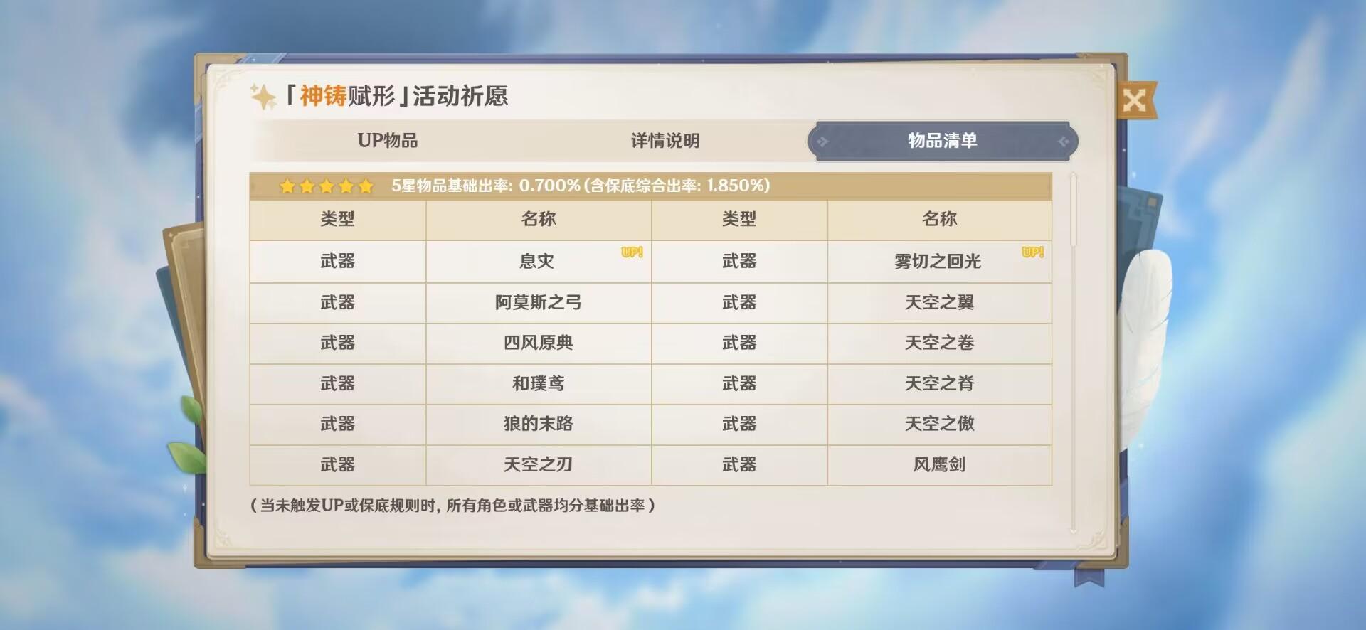 原神3.5武器池会歪人物吗