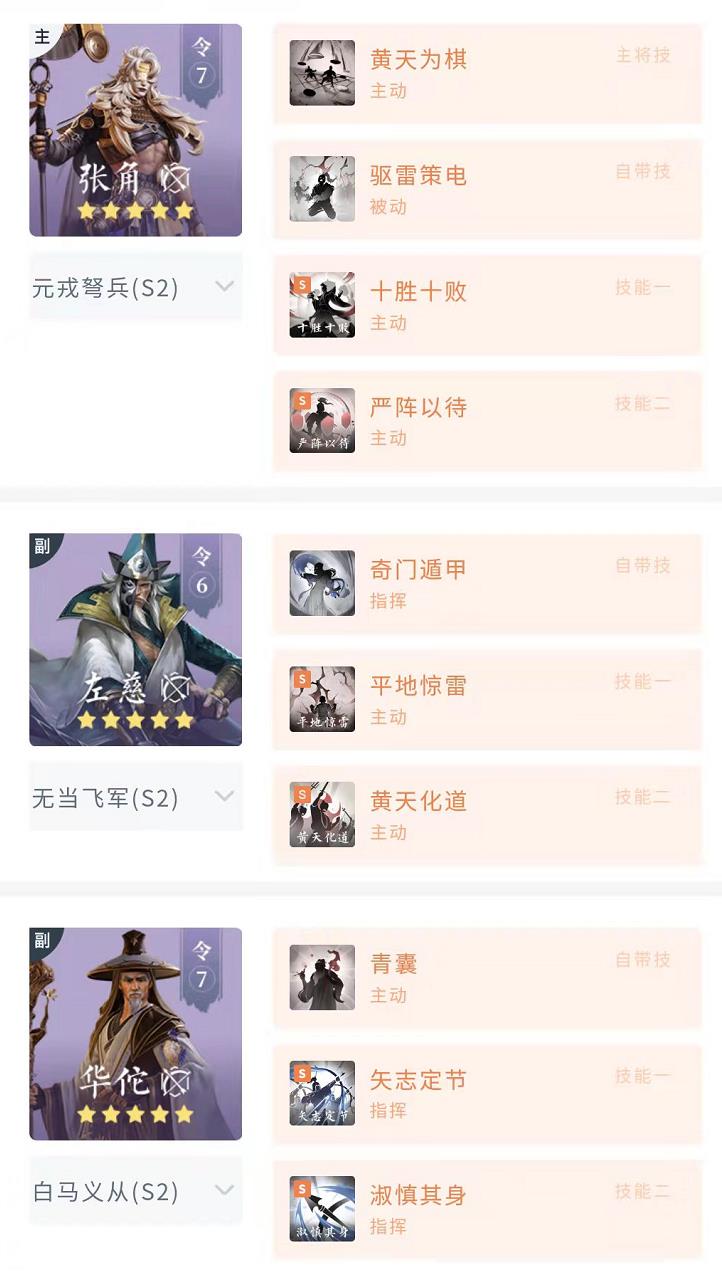 率土之滨张角华佗左慈阵容怎么搭配