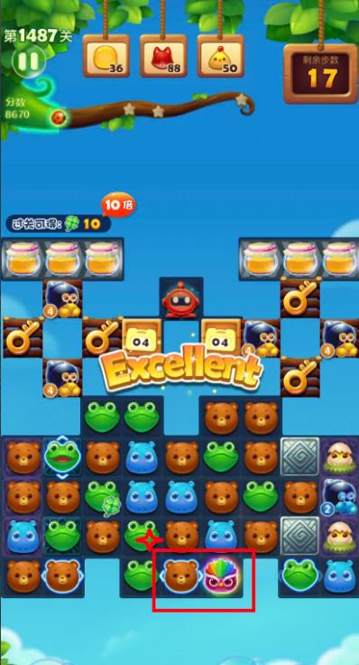 开心消消乐1487关三星怎么过关?
