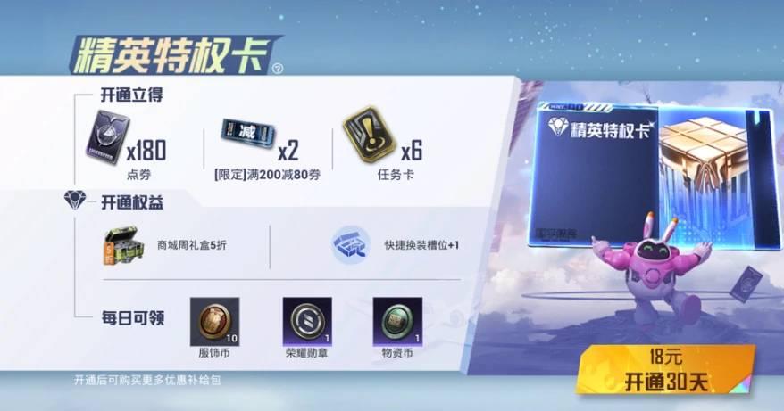和平精英里的特权卡每日奖励是什么