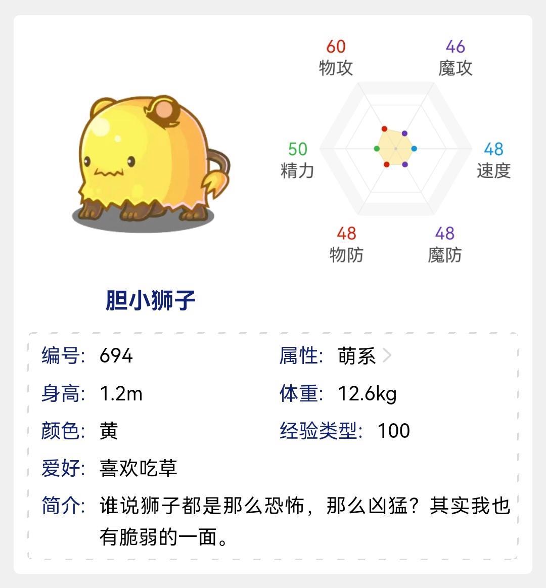 洛克王国胆小狮子性格推荐什么