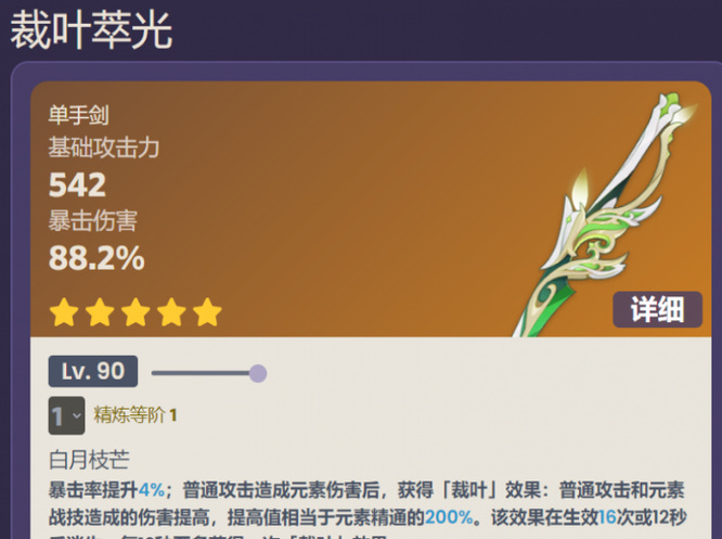 原神手游裁叶萃光能给谁用_原神手游中裁叶萃光适合哪些角色