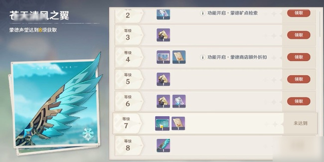 蒙德声望奖励有哪些