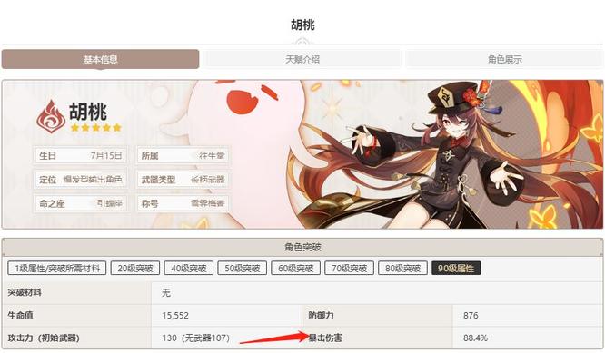 原神胡桃90级加多少爆伤_原神胡桃90级爆伤加成多少