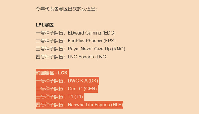 LOL韩国世界赛名额有几个