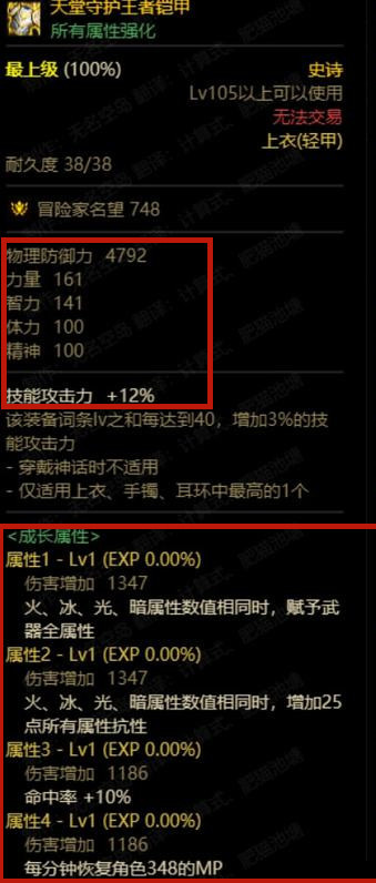 地下城与勇士110级装备属性是什么