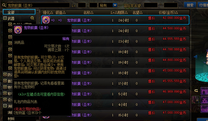 dnf110级版本拍卖行能买到的宠物有哪些_dnf110级版本拍卖行的宠物种类