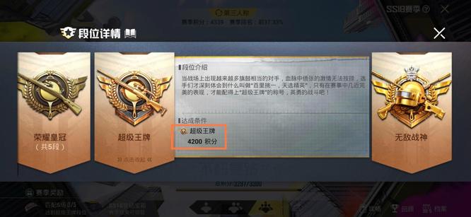 和平精英手游王牌30星多少分