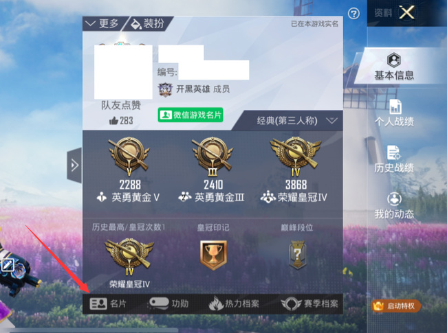 和平精英手游游戏名片在哪_和平精英如何查看游戏名片