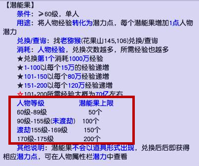 「梦幻西游」中潜能果的使用上限是多少个