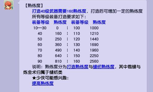 「梦幻西游」梦幻多少熟练度可以打造40的武器