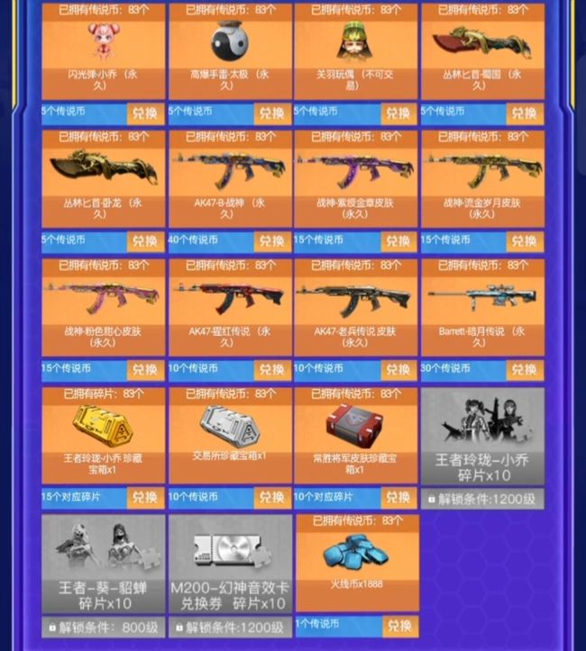 cf穿越火线传说之路3交易所珍藏宝箱多少兑换
