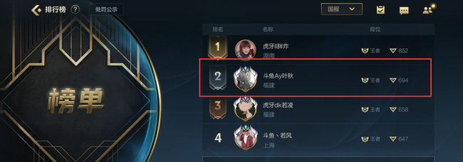 LOL手游国服第二是谁_英雄联盟手游国服第二名是谁