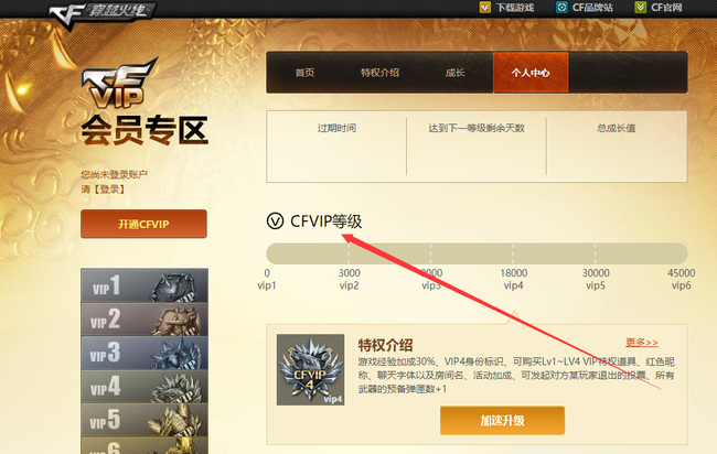 cf穿越火线vip等级在哪里看