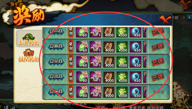 追击晓组织每一关的奖励是什么