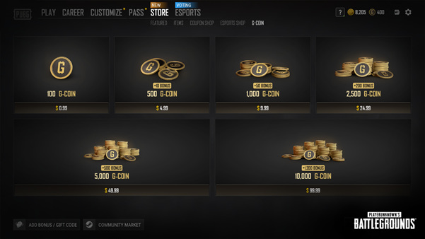 绝地求生3000g币多少钱