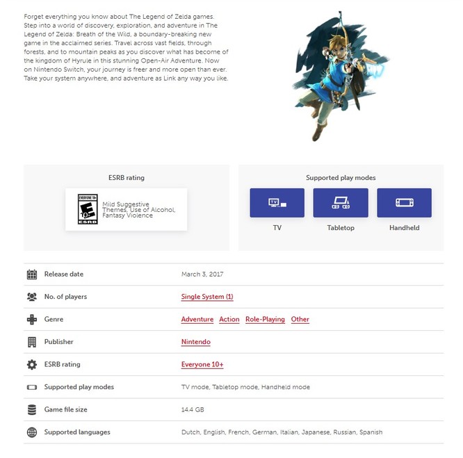 switch塞尔达传说多少g