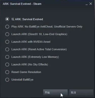 方舟开始游戏时有9个选项选哪一个