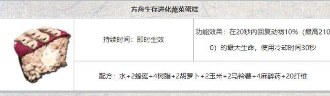 方舟生存进化蔬菜蛋糕配方是什么
