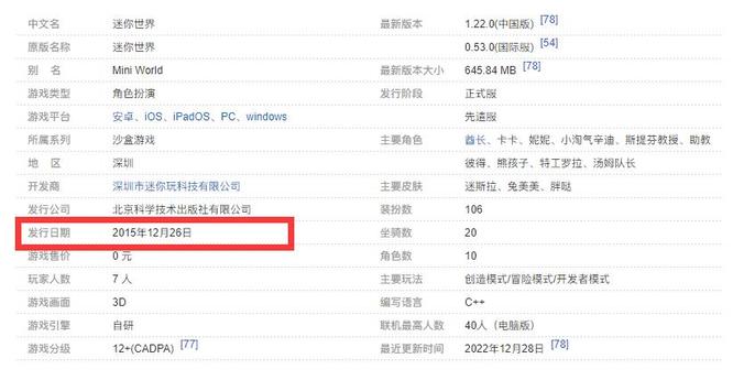 迷你世界手游是2015年几月几号发布的