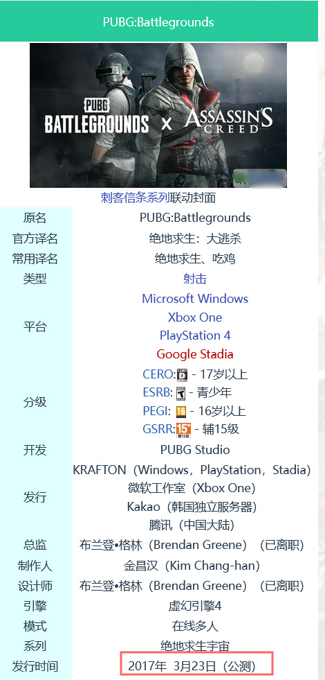 绝地求生什么时候出的