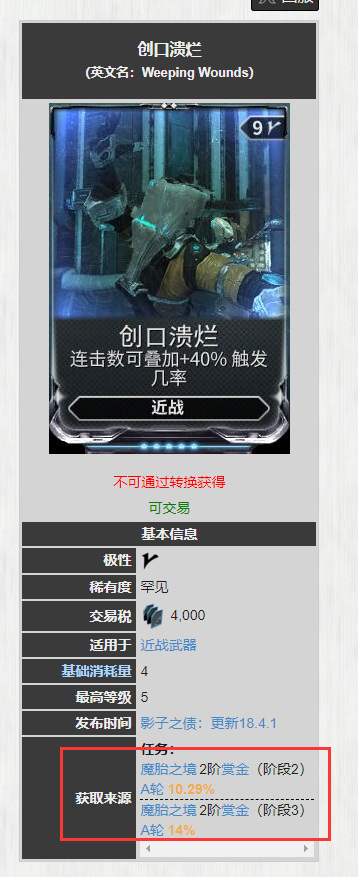 warframe星际战甲创口溃烂mod在哪掉落