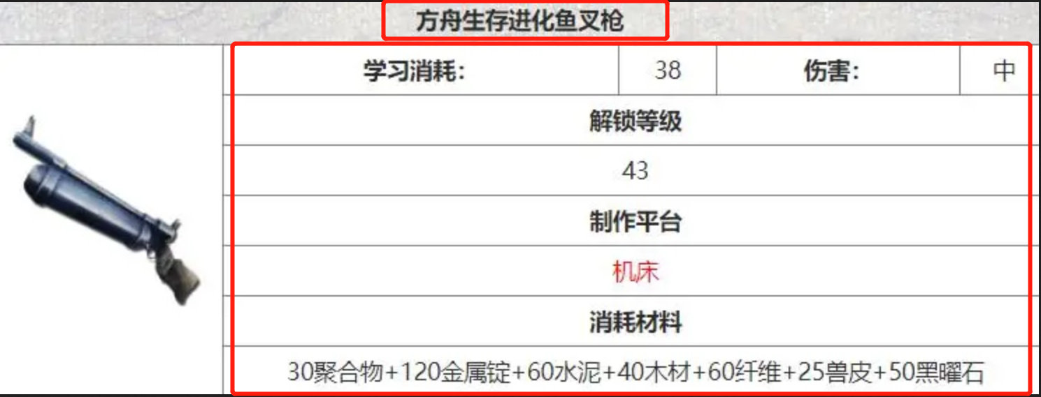 方舟生存进化鱼叉枪怎么做