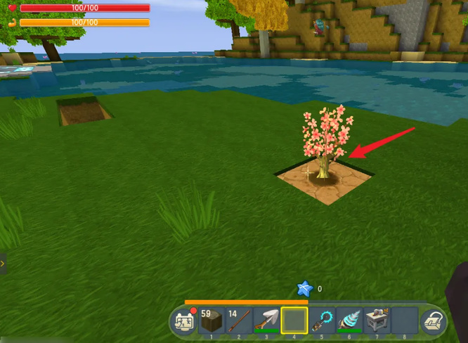 新版迷你世界手游怎么挖土坑种树