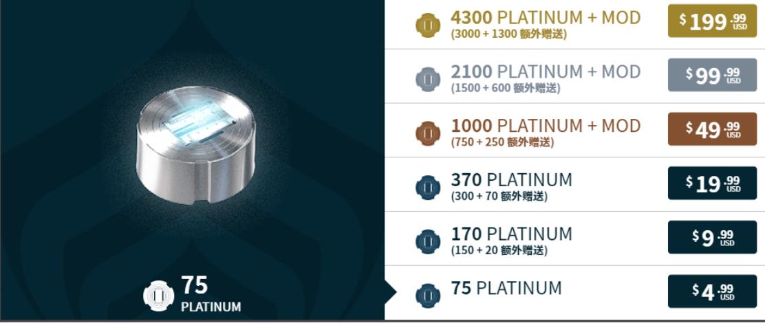 warframe星际战甲国服白金比例是多少