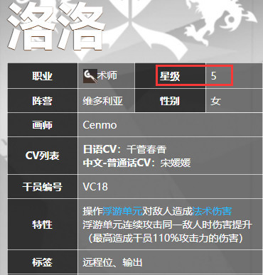 明日方舟手游洛洛是几星干员