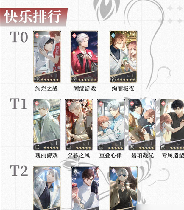 光与夜之恋手游卡牌排行都有哪些