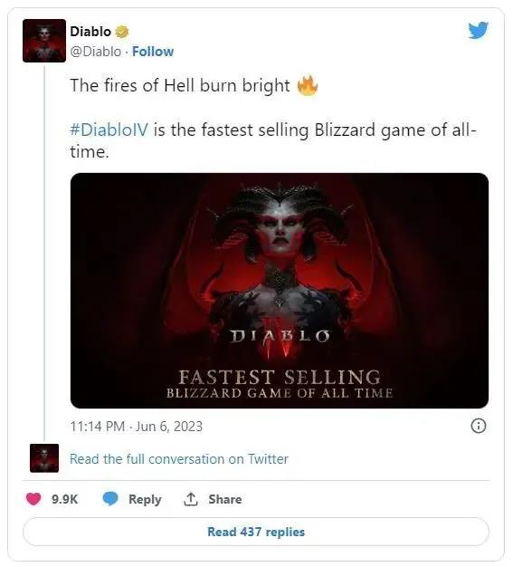 暗黑破坏神4全球首日销量是多少