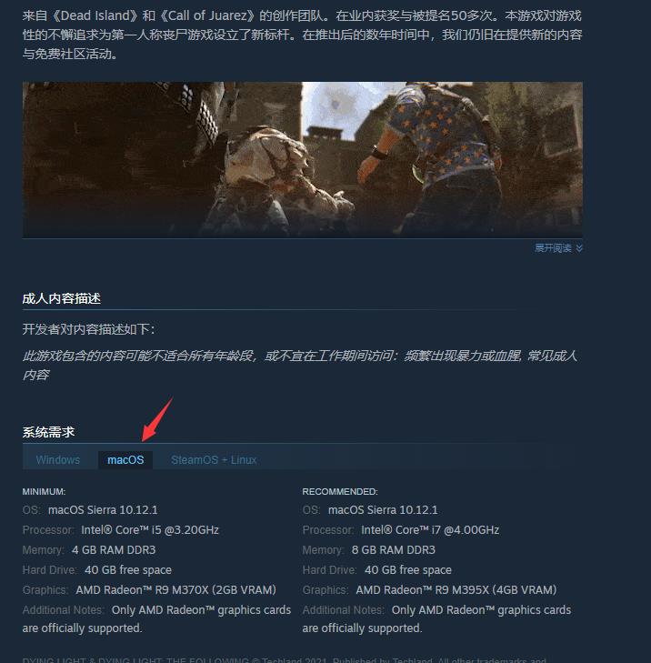 消逝的光芒支持mac吗