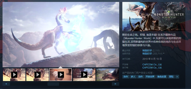 怪物猎人在steam上叫什么