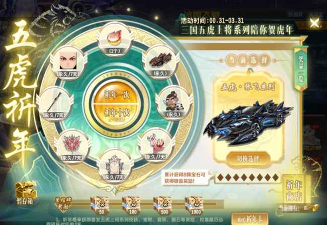 qq飞车五虎祈年保底多少钱 QQ飞车五虎祈年保底价格是多少