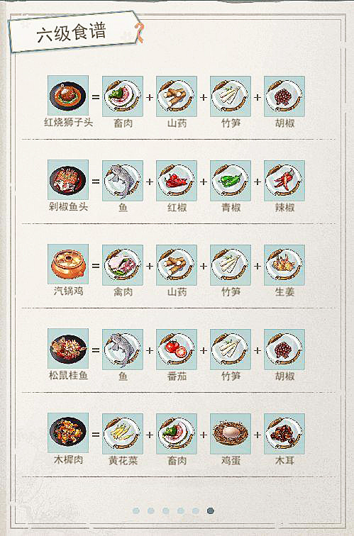 江湖悠悠手游6级食谱是什么