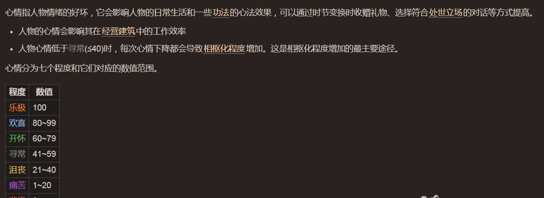 太吾绘卷主角心情有什么用