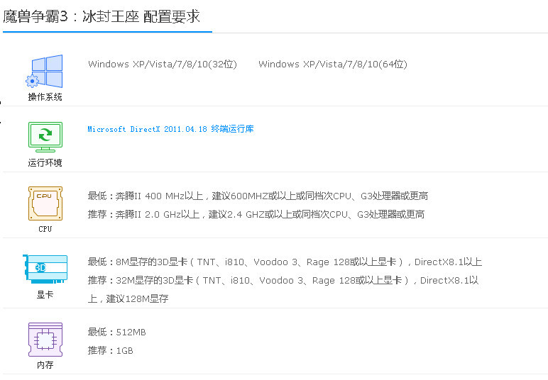 魔兽争霸3配置要求高吗
