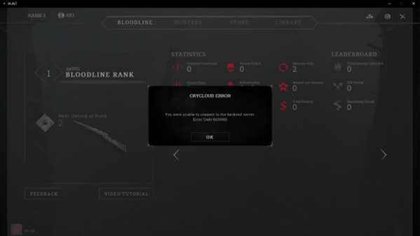 猎杀对决0x30001错误代码怎么解决