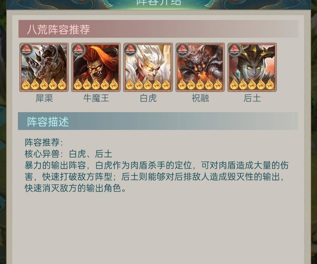 山海经帝虎赐威活动用什么阵容