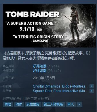 古墓丽影英文名steam叫什么