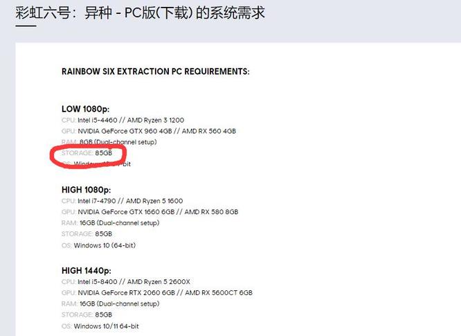 彩六异种多少g 彩虹六号异种全新体验应对各异敌人