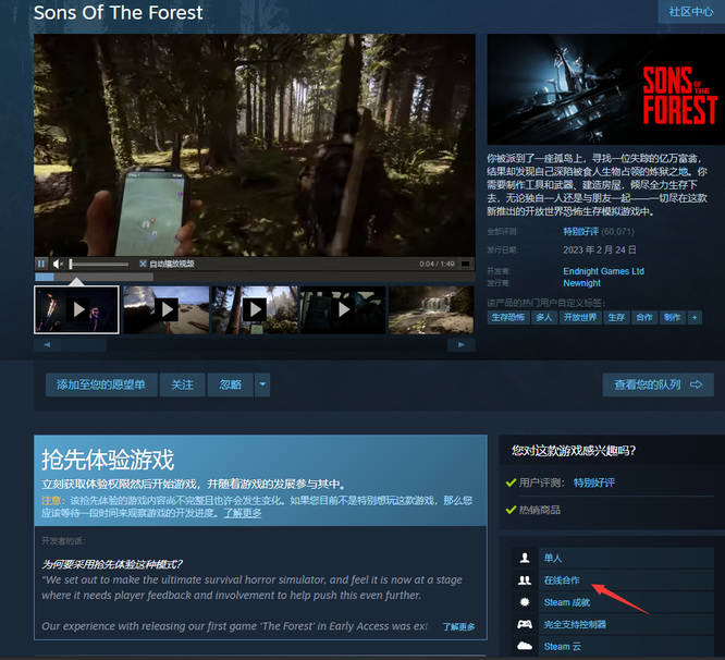 森林之子标准版能联机吗