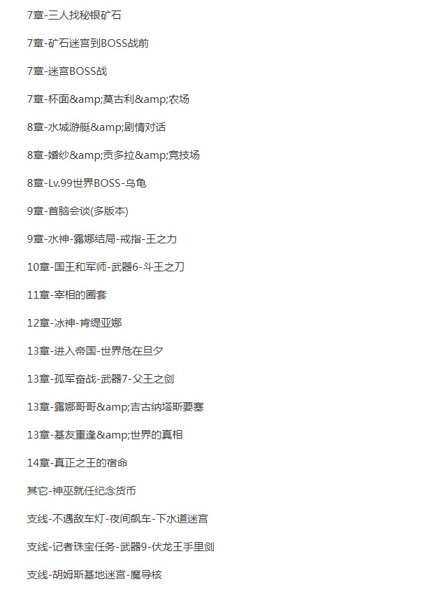 最终幻想15一共多少章 最终幻想15共有几章